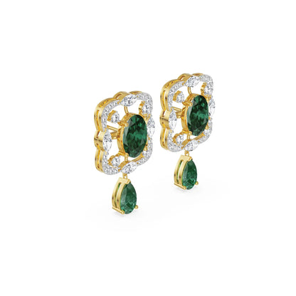 Romi Emerald Lab Grown Diamond Pendant Set Earring - right view