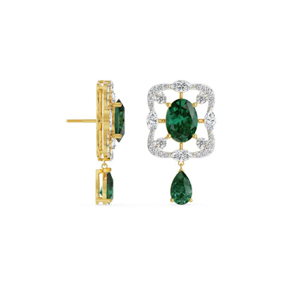 Romi Emerald Lab Grown Diamond Pendant Set Earring - perspective view