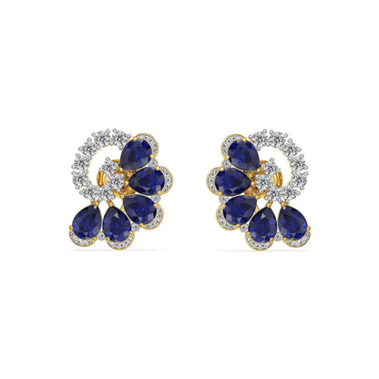 Midnight Bloom Lab Grown Diamond Earrings - front view in 9KT