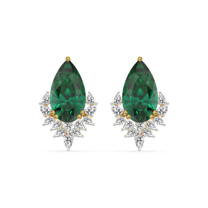 Emerald Grace Lab Grown Diamond Earrings - front view in 9KT