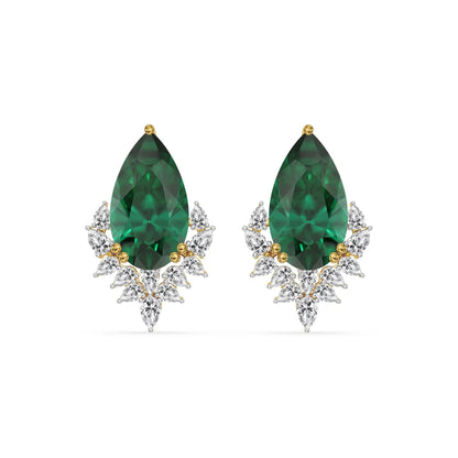 Emerald Grace Lab Grown Diamond Necklace Set Earring - front view