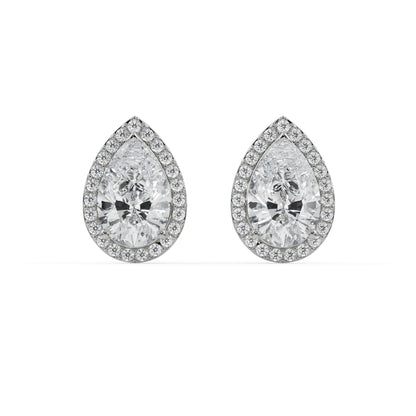 0.5 CT Solitaire Pear Lab Grown Diamond Earrings - Front View