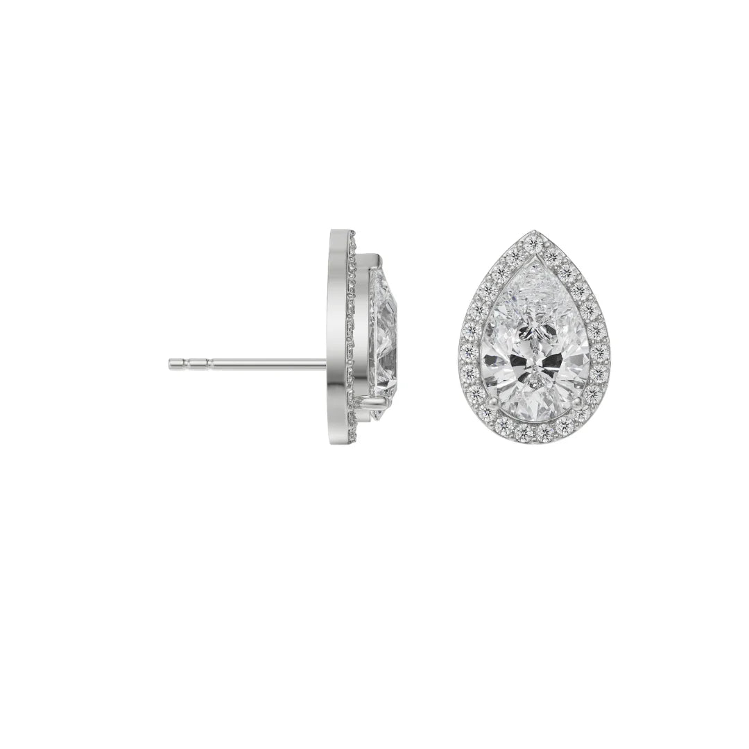 0.5 CT Solitaire Pear Lab Grown Diamond Earrings - perspective view