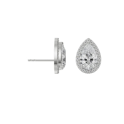 0.5 CT Solitaire Pear Lab Grown Diamond Earrings - perspective view in 9KT