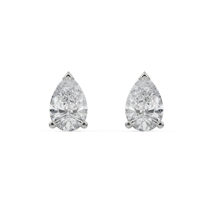 0.5 CT Pear Solitaire Lab Grown Diamond Studs - Front View