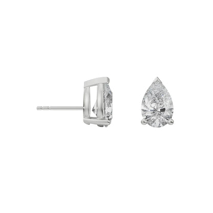 0.5 CT Pear Solitaire Lab Grown Diamond Studs - perspective view in 9KT