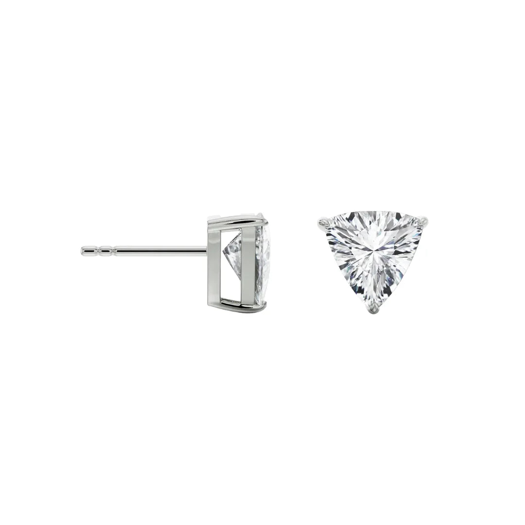 0.5 CT Trillion Lab Grown Diamond Studs - perspective view in 9KT