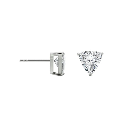 0.5 CT Trillion Lab Grown Diamond Studs - perspective view in 9KT