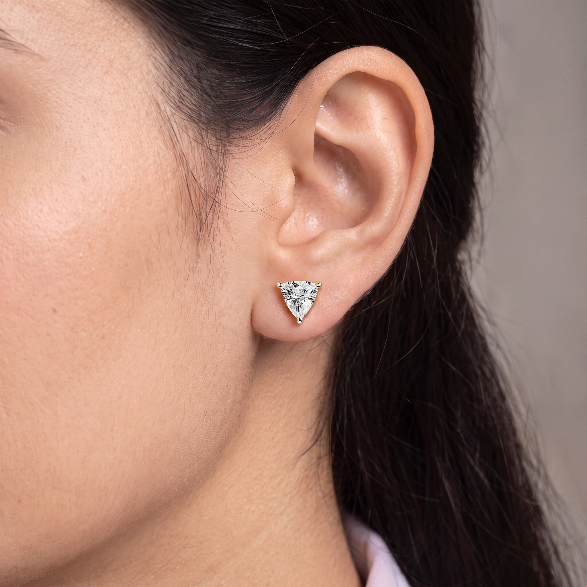 1 CT Trillion Curved Solitaire Lab Diamond Studs