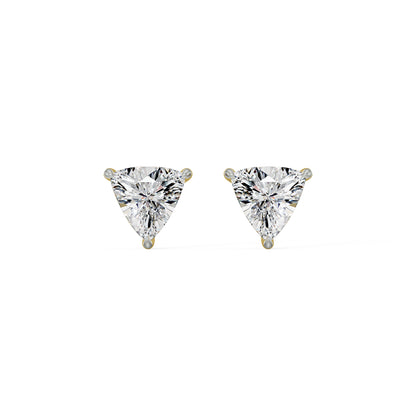 2 CT Trillion Curved Solitaire Lab Diamond Studs- Front View