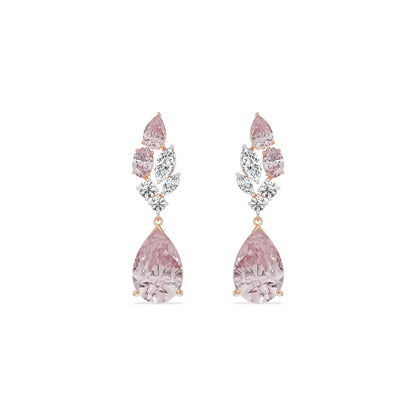 Pink Gemstone Lab Diamond Drop Earrings_in_stock