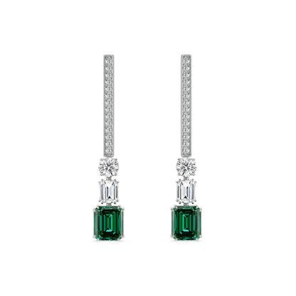 Nina Emerald Lab Diamond Drop Earrings - front view in 9KT