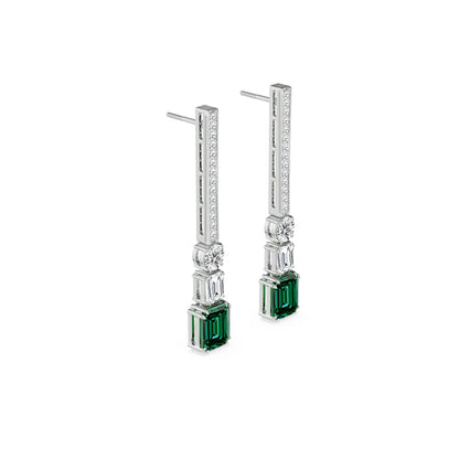Nina Emerald Lab Diamond Drop Earrings - side view