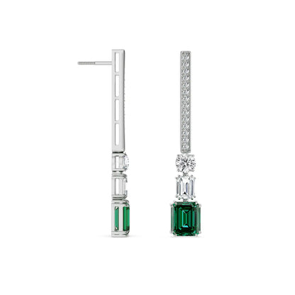 Nina Emerald Lab Diamond Drop Earrings - perspective view