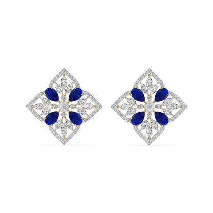 Blue Sapphire Lab Diamond Glamour Studs_in_stock