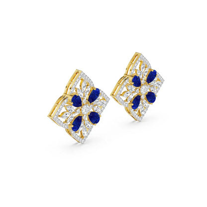 Blue Sapphire Lab Diamond Glamour Studs_in_stock