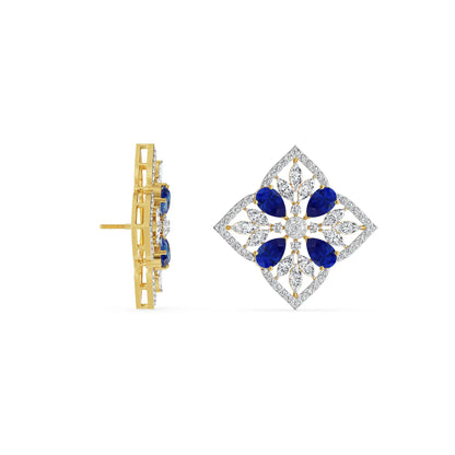 Blue Sapphire Lab Diamond Glamour Studs
