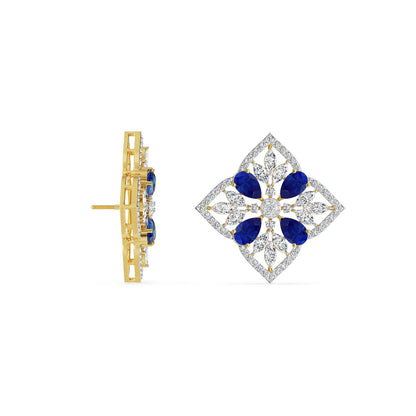 Blue Sapphire Lab Diamond Glamour Studs_in_stock