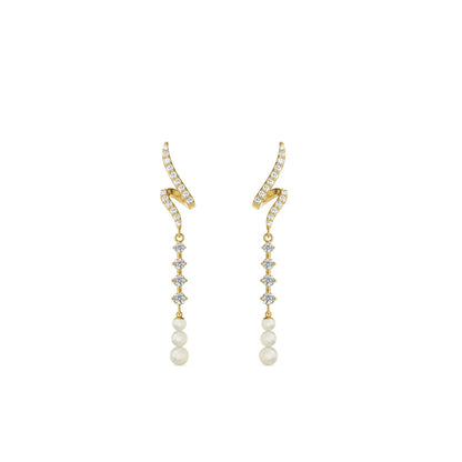 Pearl Teardrop Lab Grown Diamond Earrings in 9KT