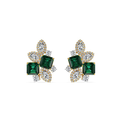 Fleur de Luxe Lab Grown Diamond Earrings - front view in 9KT