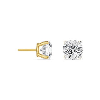 Hidden Halo Round Lab Grown Diamond Earrings - persective view in 9KT