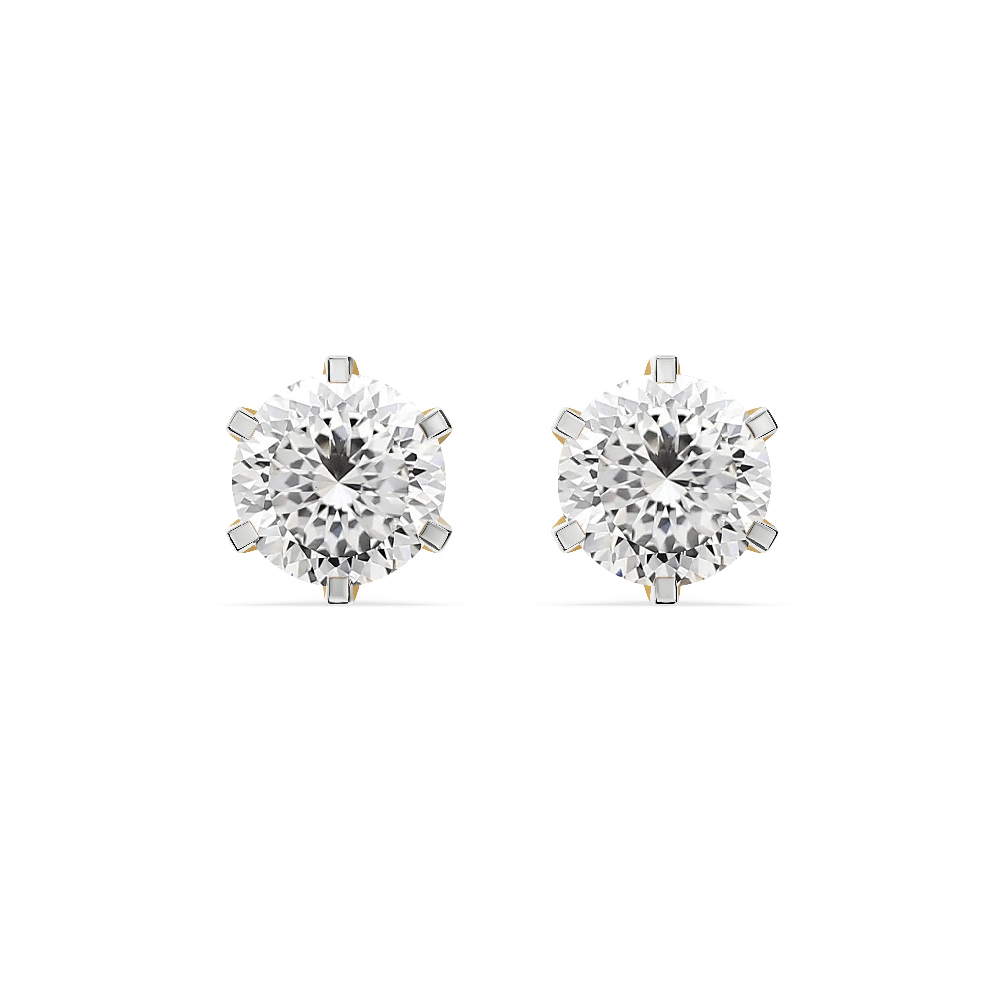 Potuguese Cut Lab Grown Diamond Studs - front view