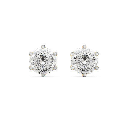 Potuguese Cut Lab Grown Diamond Studs - front view in 9KT