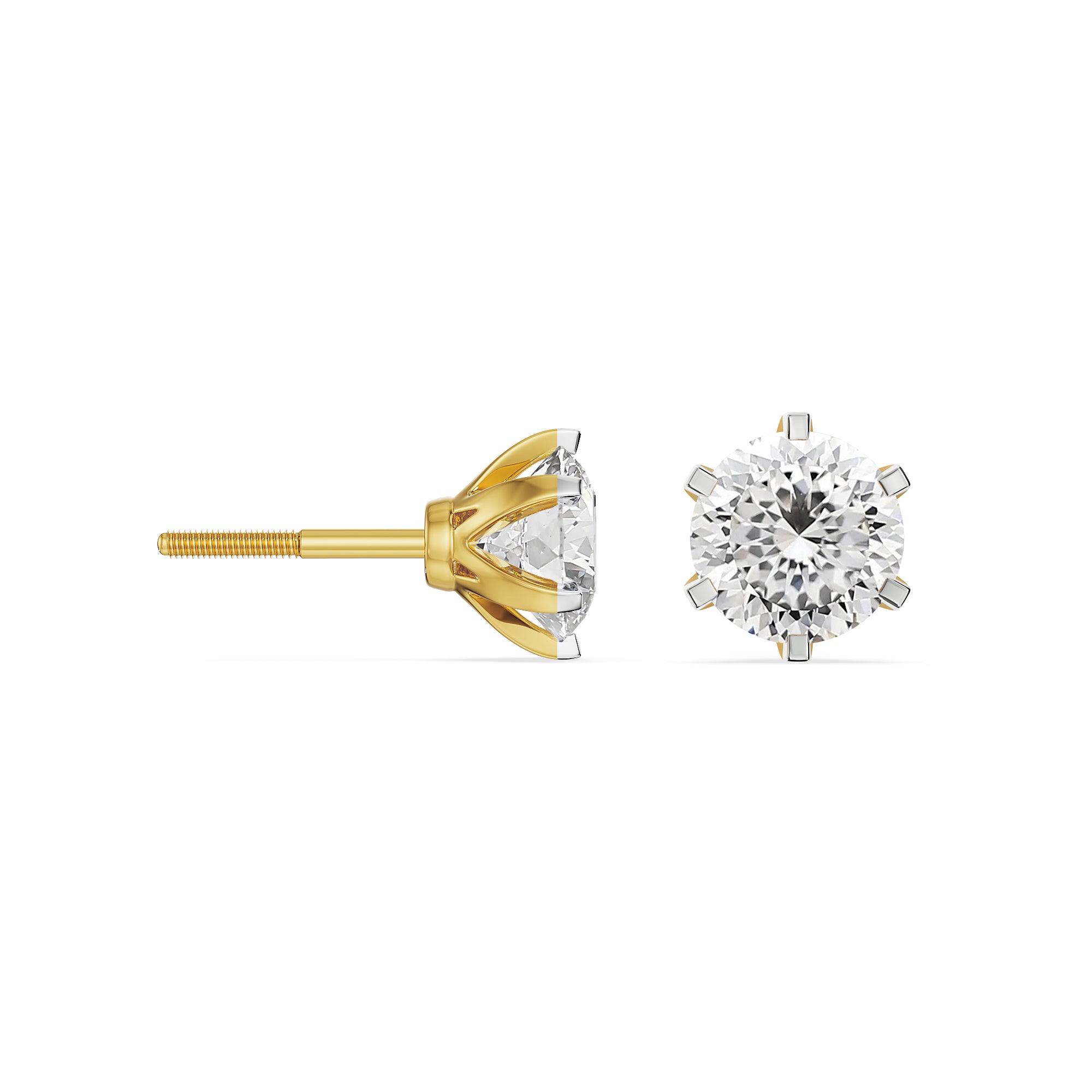 Potuguese Cut Lab Grown Diamond Studs- perspective view