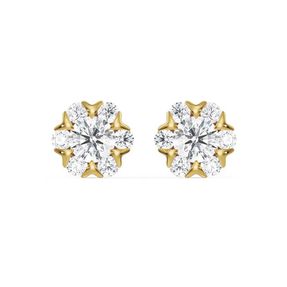 Fiona Floral Lab Grown Diamond Studs - front view