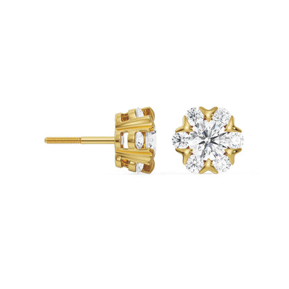 Fiona Floral Lab Grown Diamond Studs - perspective view