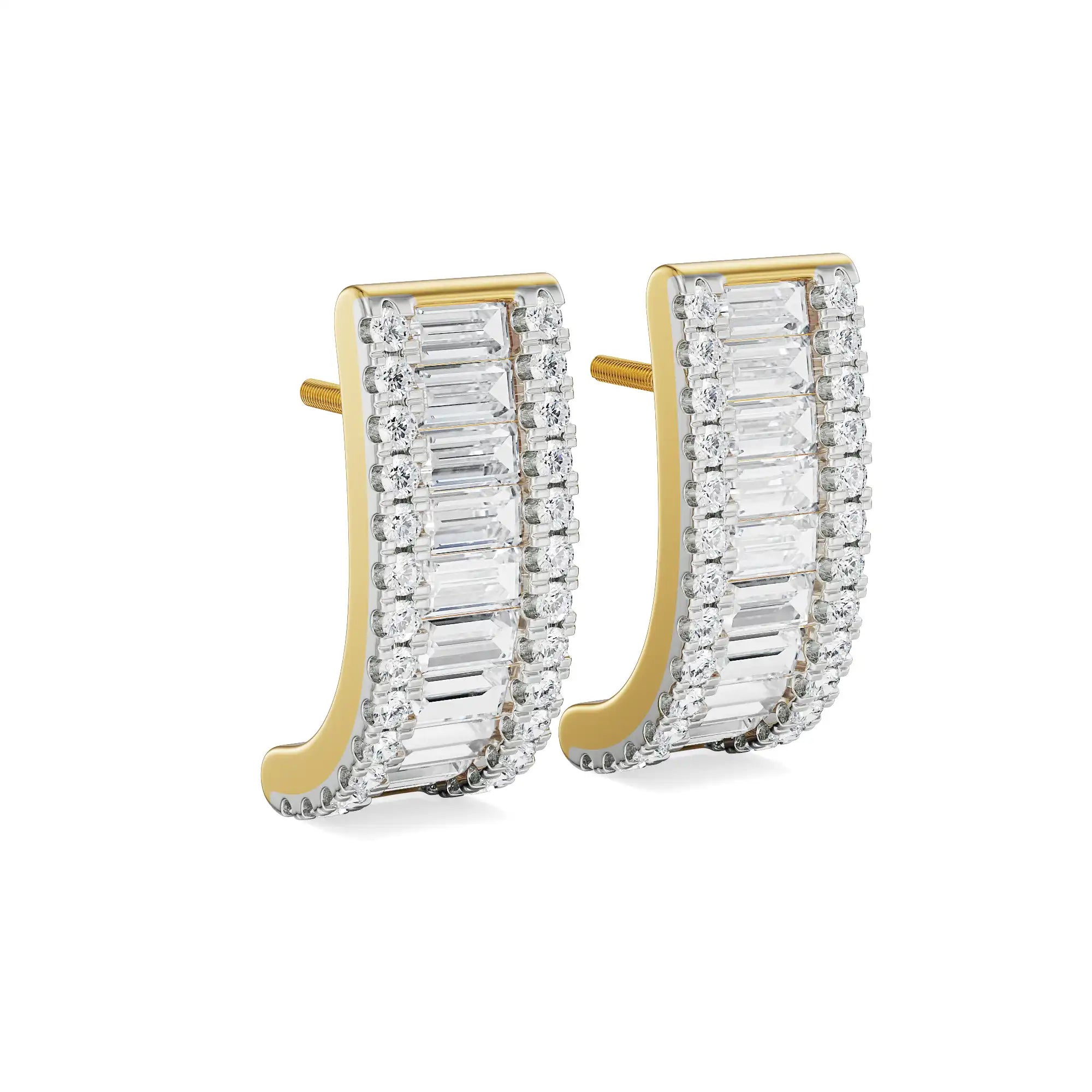 Baguette Lab Grown Diamond Studs - side view