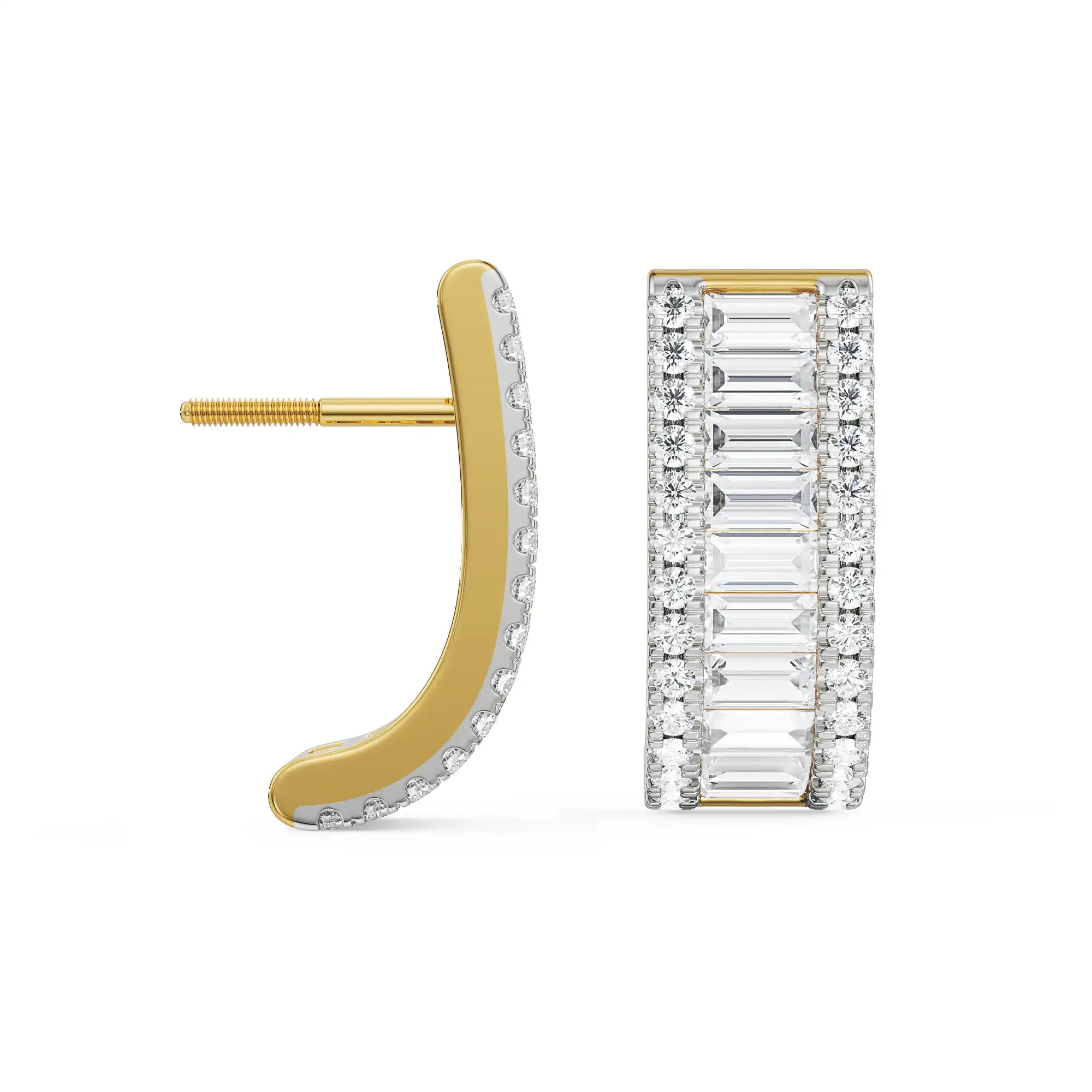 Baguette Lab Grown Diamond Studs - perspective view