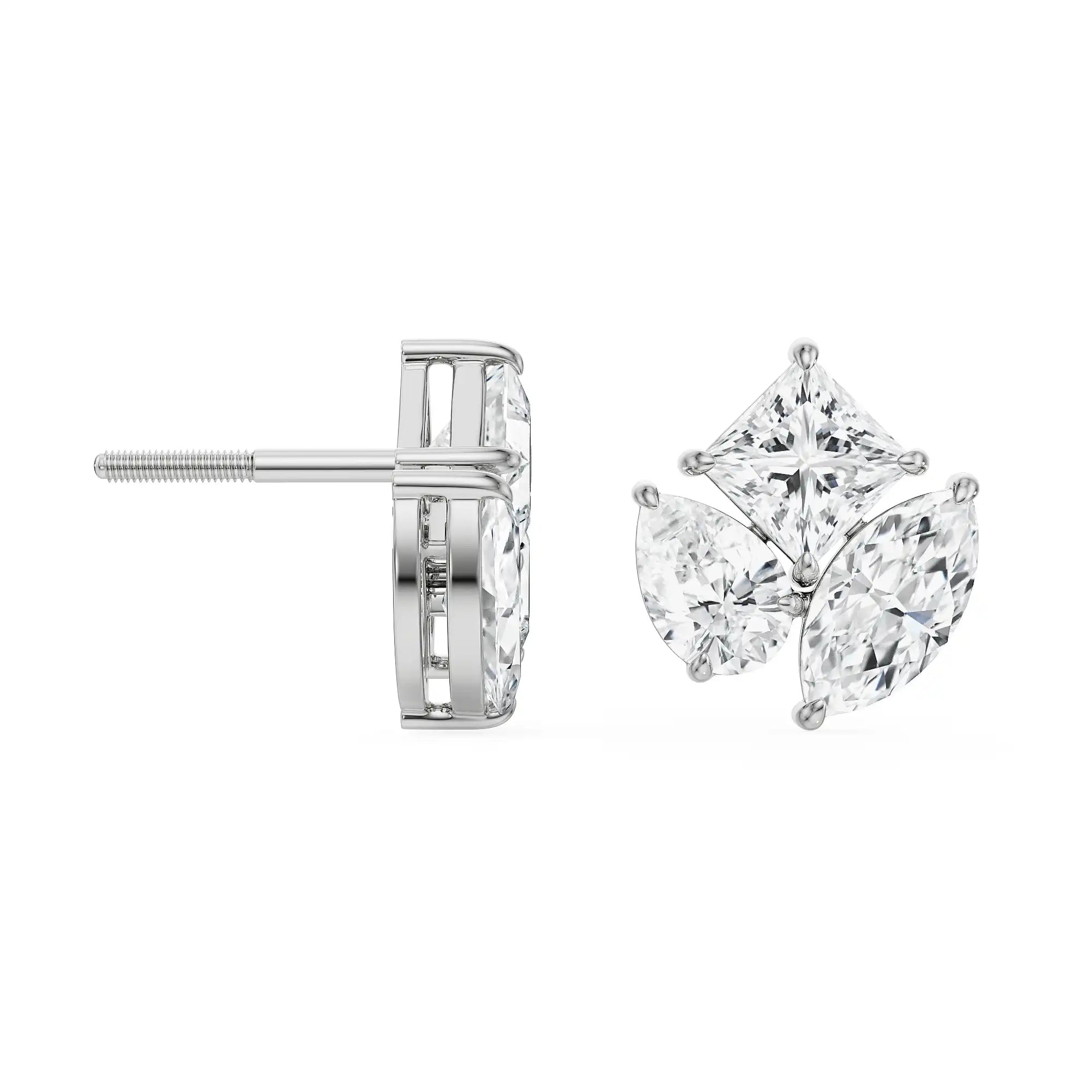 Eternal Trio Lab Grown Diamond Studs - perspective view