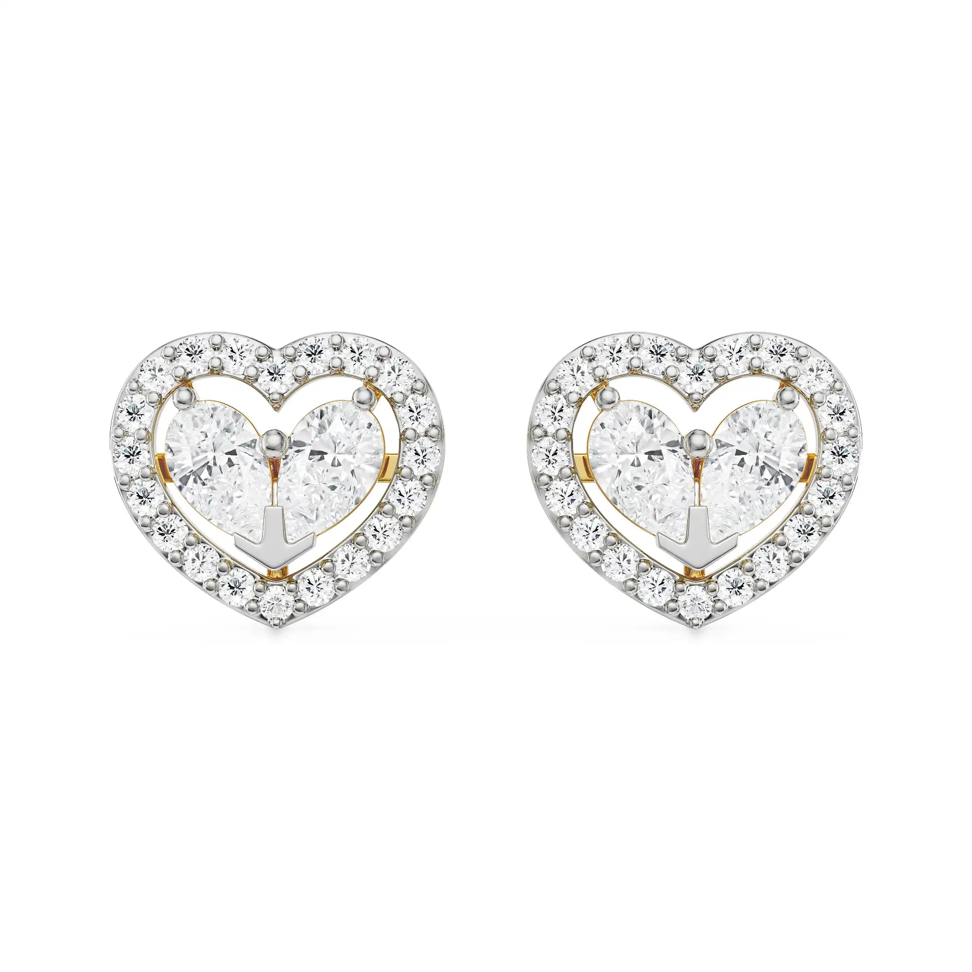 Heart of Pear Lab Grown Diamond Studs - front view