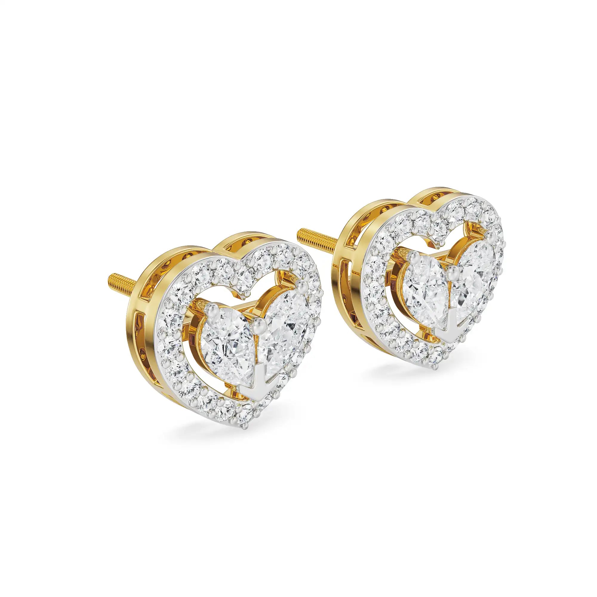 Heart of Pear Lab Grown Diamond Studs - side view