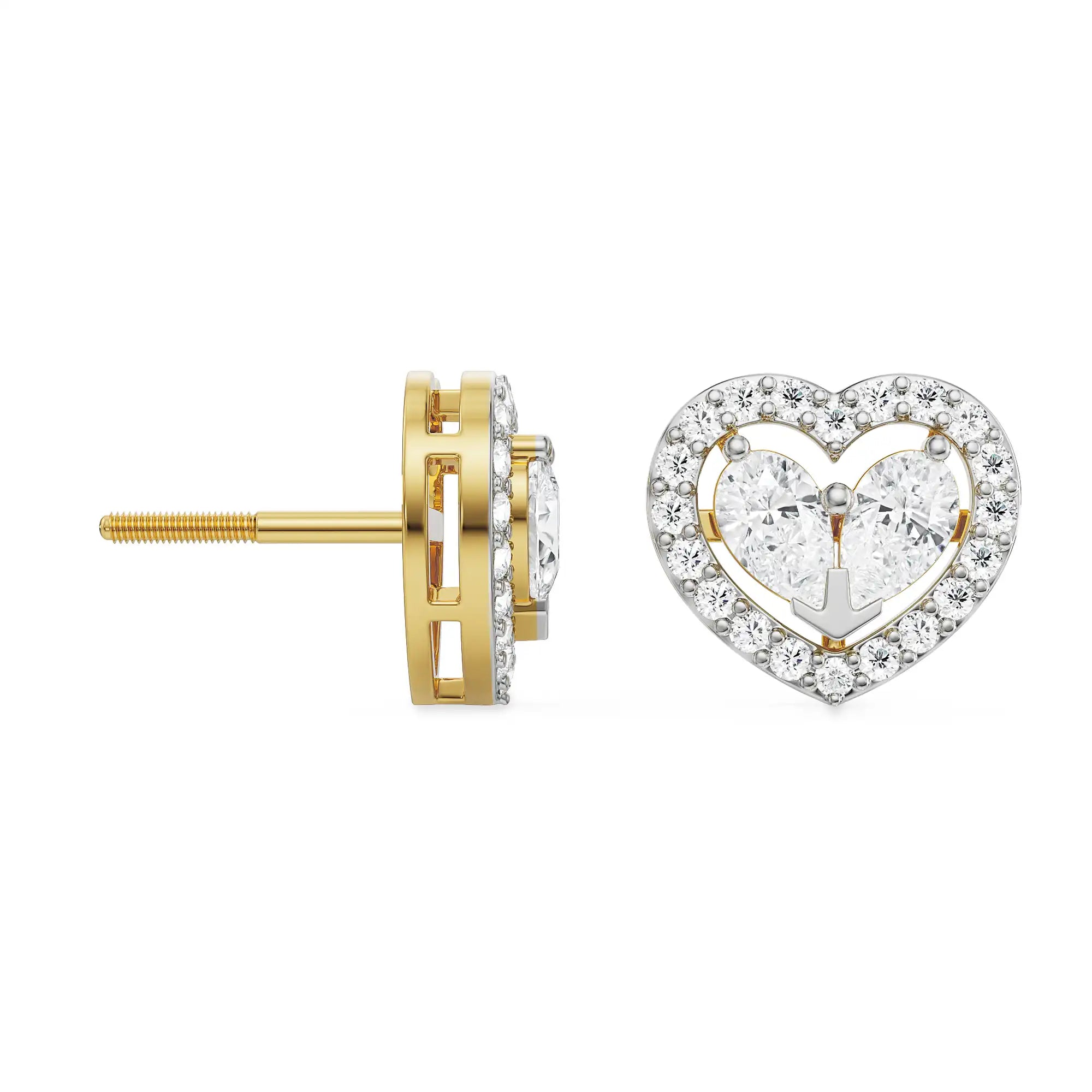 Heart of Pear Lab Grown Diamond Studs - perspective view
