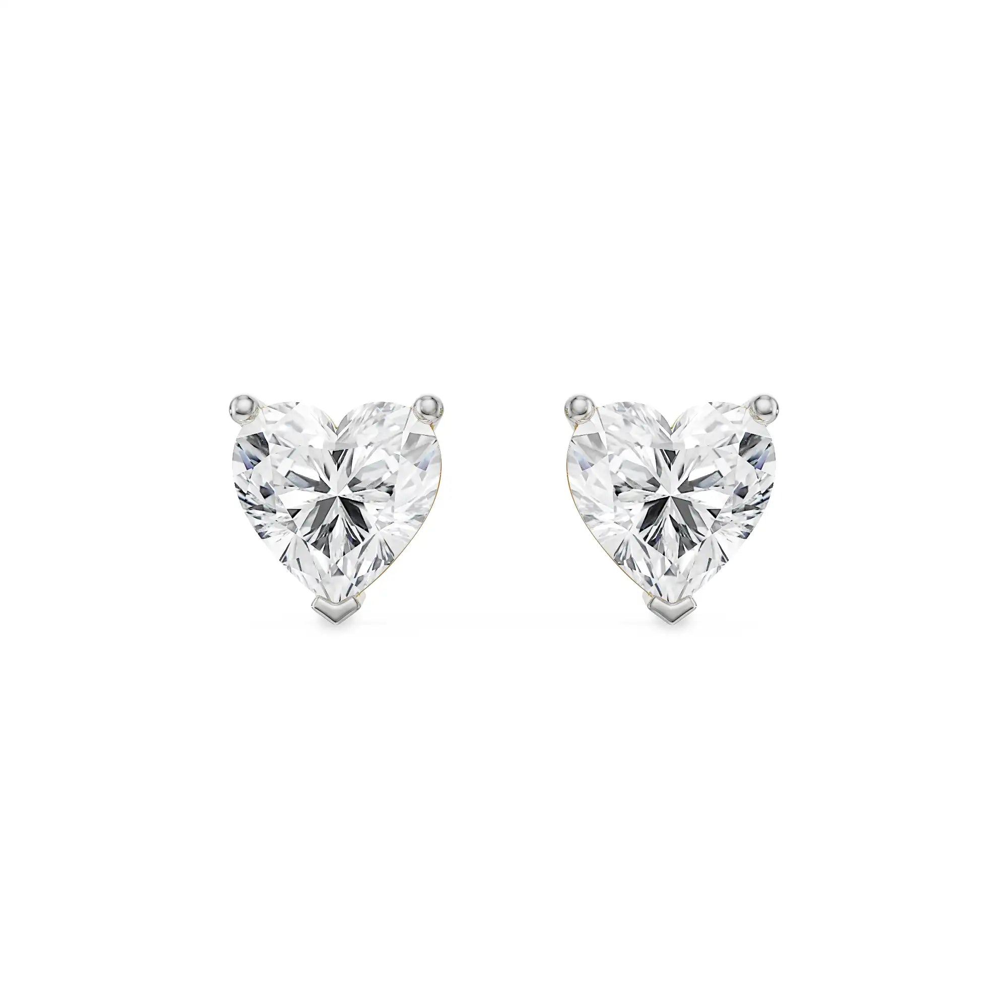 1 CT Sweetheart Lab Grown Diamond Studs - front view