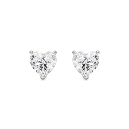 1 CT Sweetheart Lab Grown Diamond Studs - front view