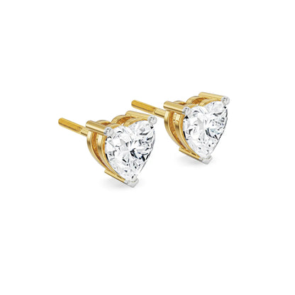 1 CT Sweetheart Lab Grown Diamond Studs - side view