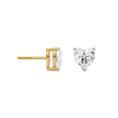 1 CT Sweetheart Lab Grown Diamond Studs - perspective view