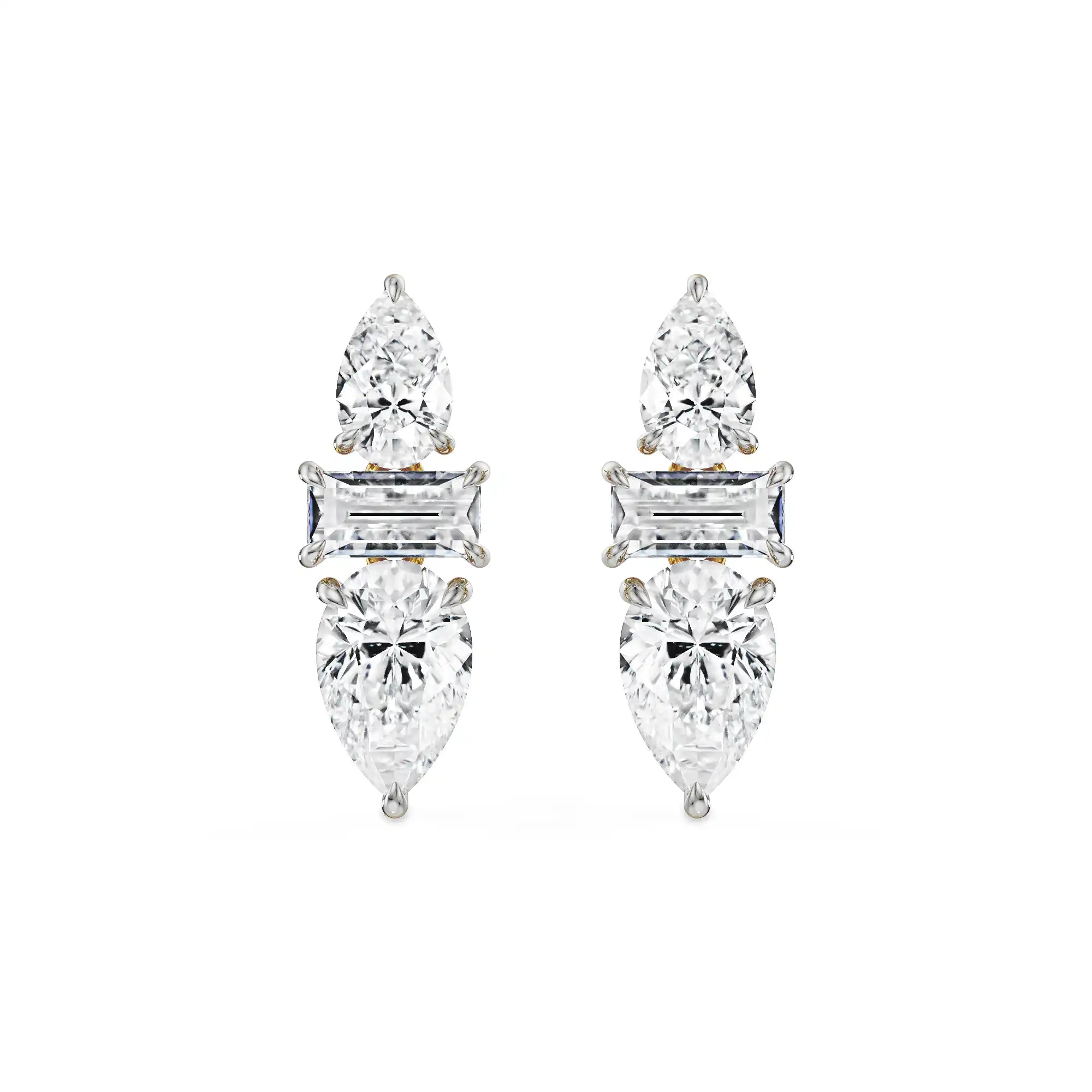 Peary Trio Lab Grown Diamond Studs - front view