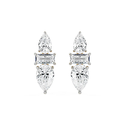 Peary Trio Lab Grown Diamond Studs - front view