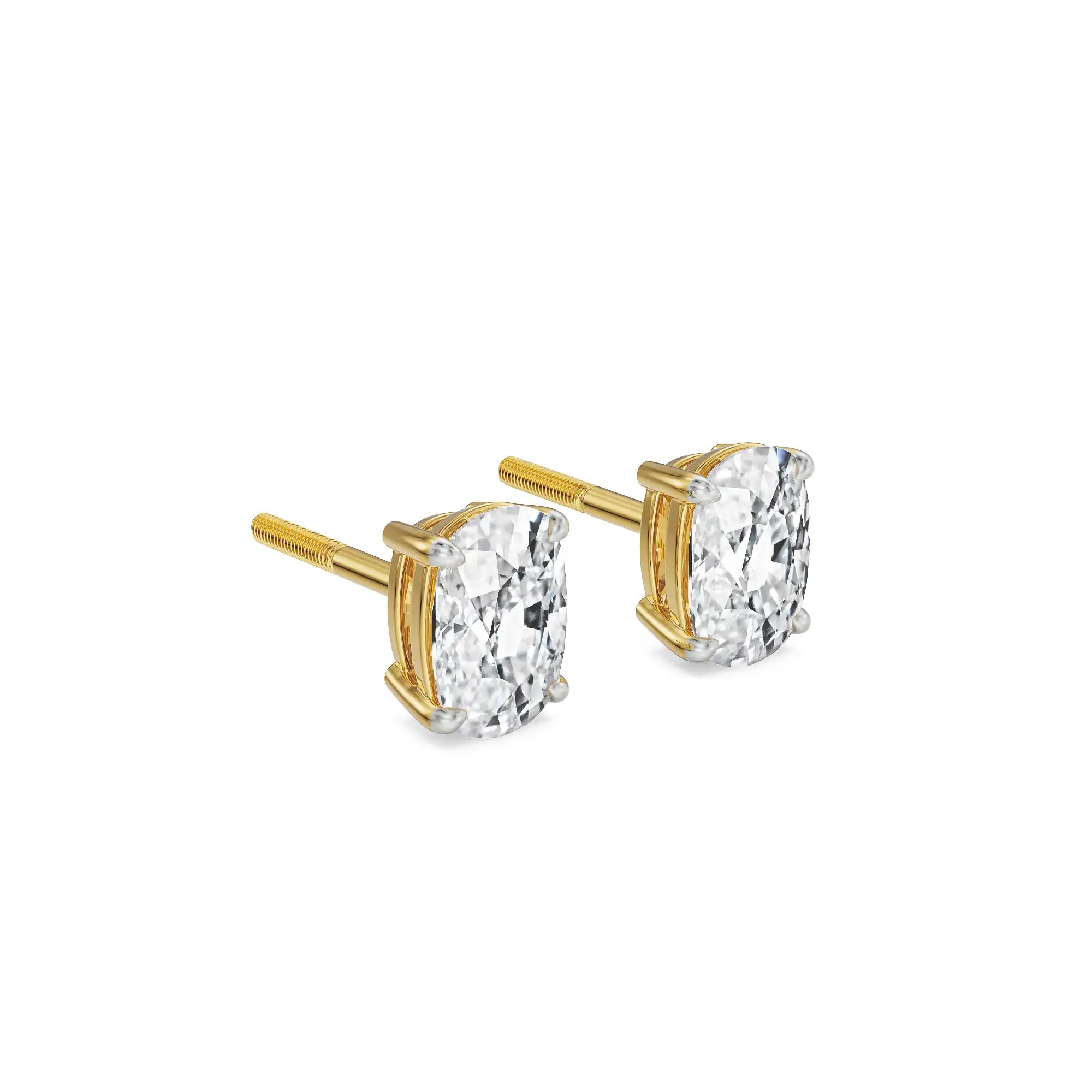 1 CT Enchanting Cushion Lab Grown Diamond Studs - side view