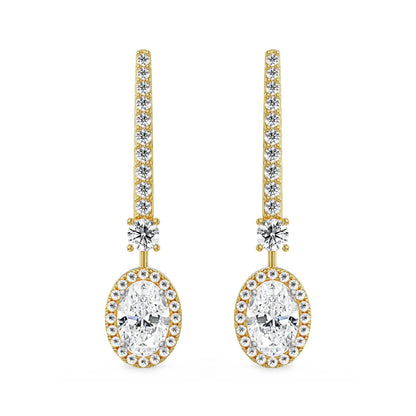 Oval Drop Lab Grown Diamond Earrings - front view