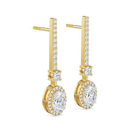 Oval Drop Lab Grown Diamond Earrings - side view