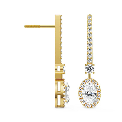 Oval Drop Lab Grown Diamond Earrings - perspective view