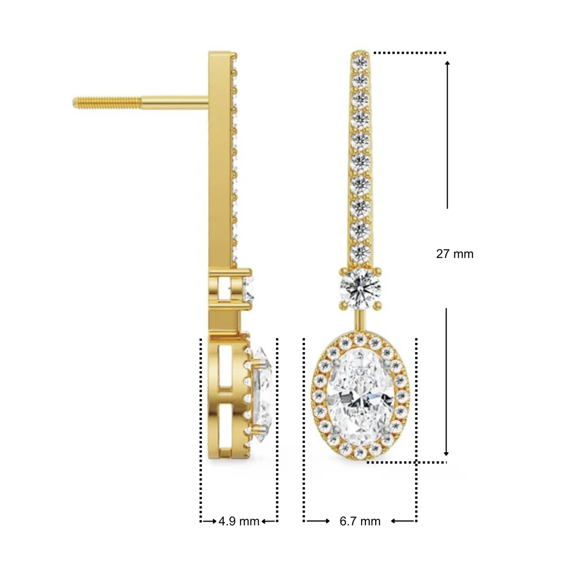 Oval Drop Lab Grown Diamond Earrings