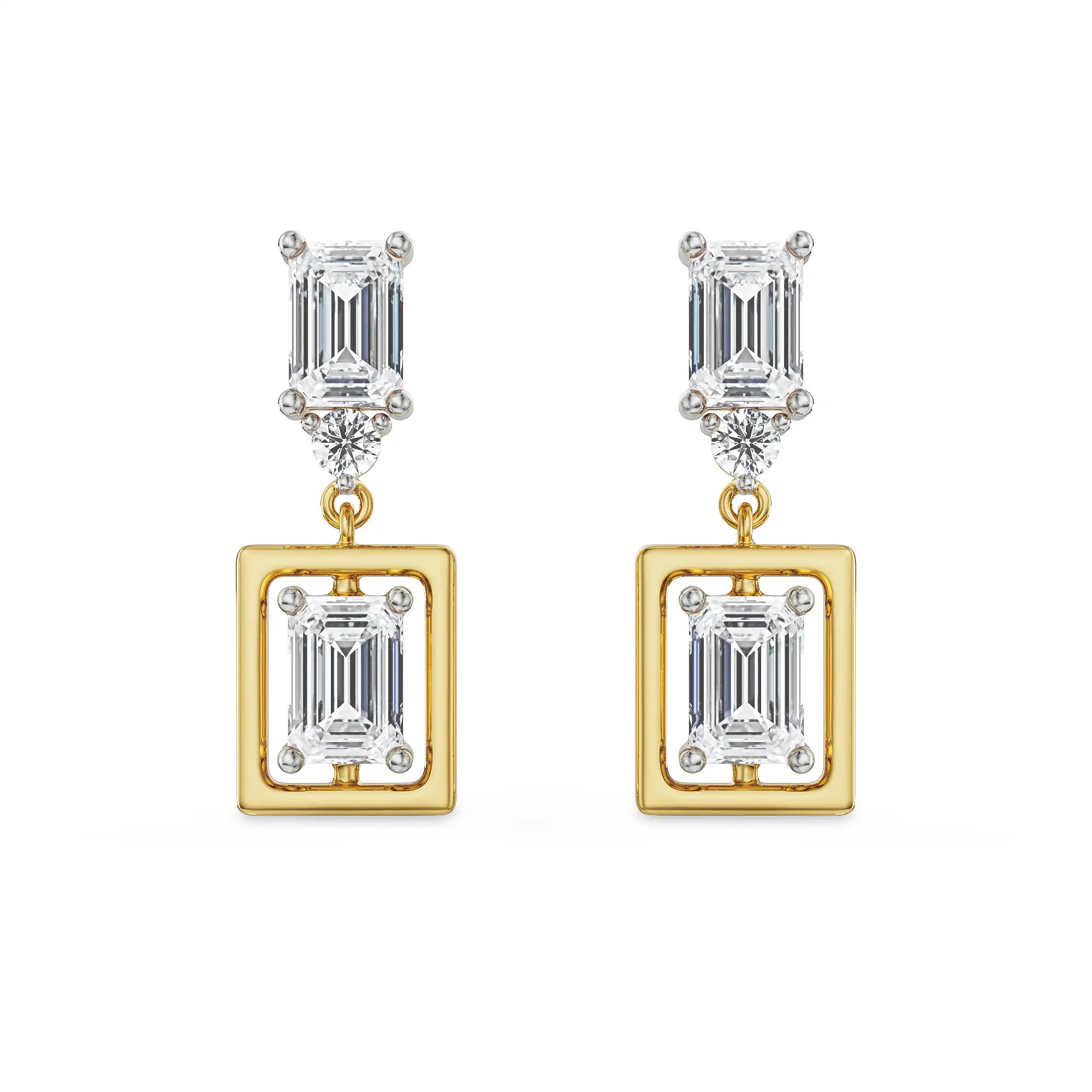 Emerald Chic Lab Grown Diamond Earrings - front view