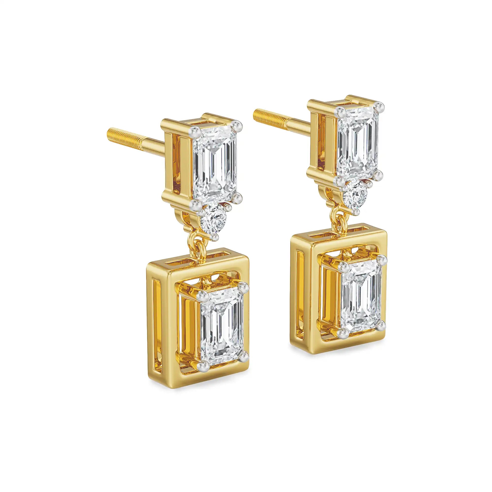 Emerald Chic Lab Grown Diamond Earrings- side view