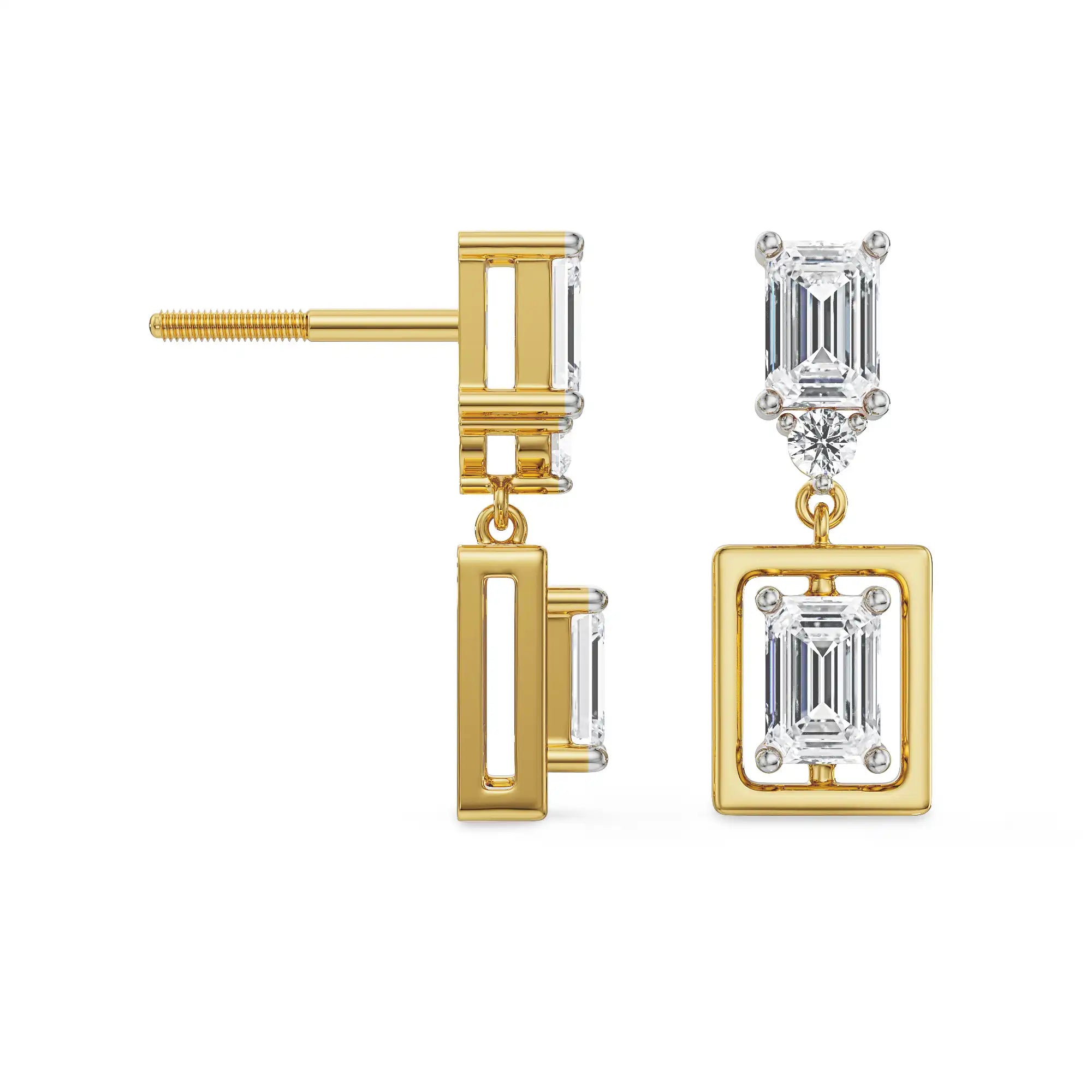 Emerald Chic Lab Grown Diamond Earrings - perspective view